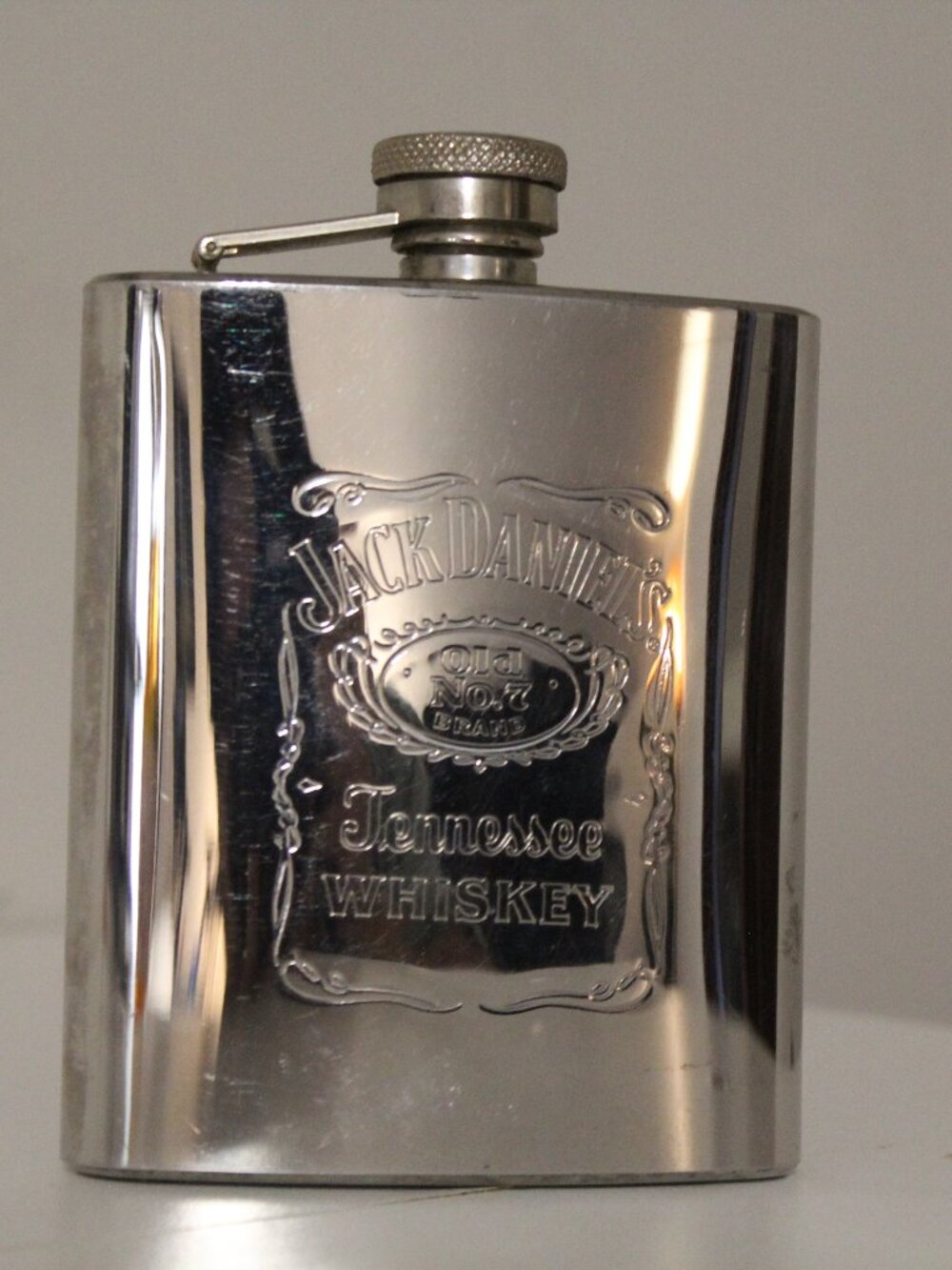 Vintage 2001 Jack Daniel's No. 7 Tennesse Whiskey Stainless Steel Hip Flask 7 Oz